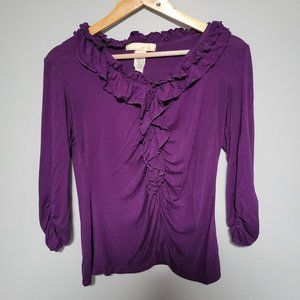 Purple Ruffle Long Sleeve Blouse | Women's M